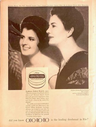 ODO-RO-NO Cream deodorant antiperspirant advertisement 1960 With Signora Julieta Pereira Estrela, her daughter Gilda Maria