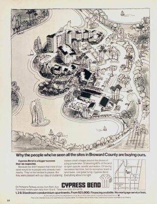 Cypress Bend Condominiums. Advertisement 1973 Broward County, Florida