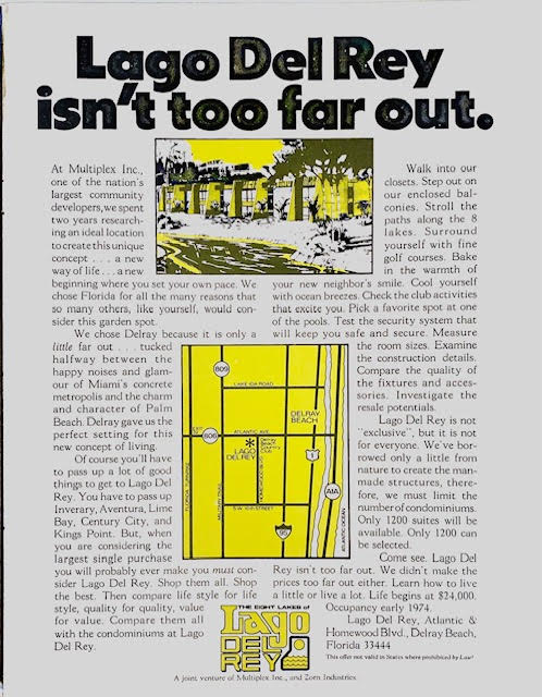 Lago Del Rey Condominiums advertisement 1973 - The 8 Lakes of Largo Del Rey.
