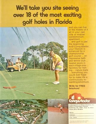 El Conquistador Condominiums. Advertisement 1973. Bradenton, Florida.