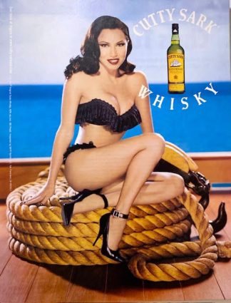 CUTTY SARK WHISKY 2001 Advertisement with ANGELA IN BLACK BIKINI ON Anchor Ropes