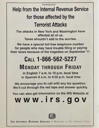 Help from Revenue Service 2001 Advertisement – Working to Put You First