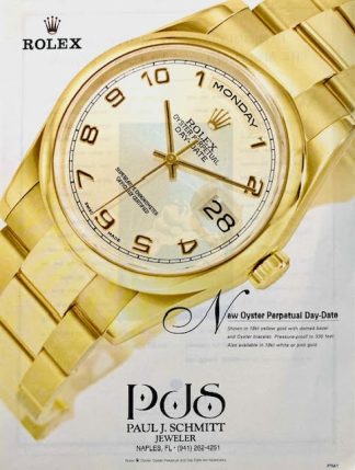 ROLEX Oyster Perpetual Day-Date Watch 2001 Advertisement – Paul J Schmitt