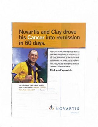 Novartis 2001 Advertisement with Clay Coker – Remission in 60 days.