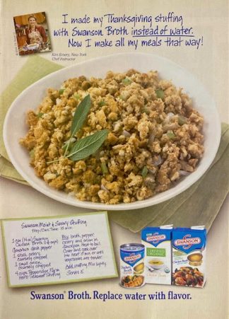 Swanson Broth 2004 Advertisement – Swanson Moist and Savory Stuffing Recipe with Kim Emery Instructor Chef