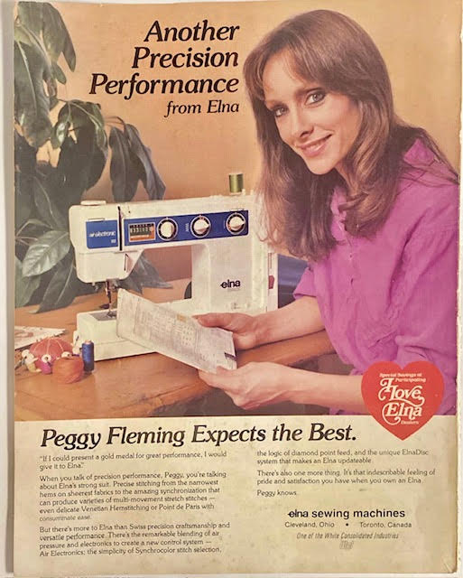 Elna Sewing Machines 1982 Advertisement. With Peggy Fleming