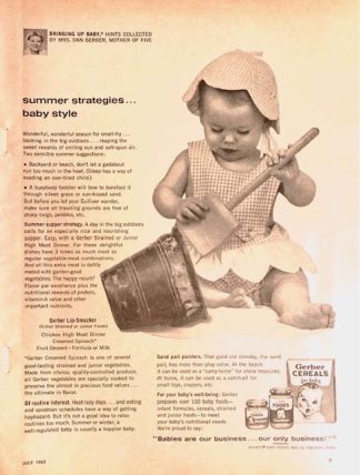 Gerber Baby Food 1963 Advertisement with Mrs. Dan Gerber.