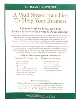 Lehman Brothers Ad 2000 – “A Wall Street Franchise To Help Your Business”
