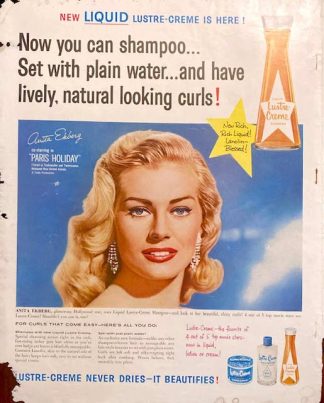 Lustre Crème Shampoo Ad 1958 – Anita Ekberg
