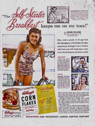Kellogg’s Corn Flakes Cereal Ad 1941 – Ester Williams