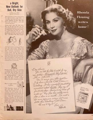 Woodbury Cold Cream 1953 Ad – Rhonda Fleming