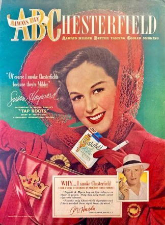 Always Buy Chesterfield Cigarettes Ad 1948 with Susan Hayward