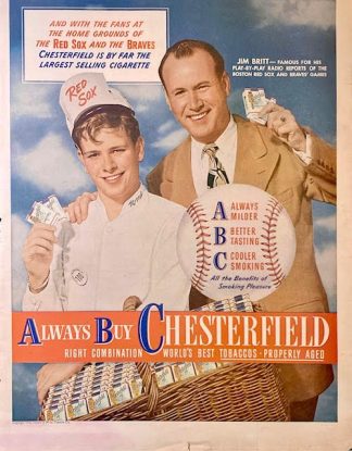 Always Buy Chesterfield Cigarettes Ad 1946 – Jim Britt and The Red Sox