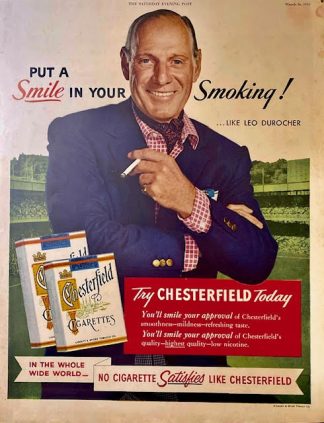 Chesterfield Cigarettes Ad 1955 – Leo Durocher
