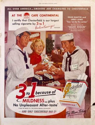 Chesterfield Cigarettes Ad 1952 – Dean Martin and Jerry Lewis