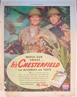 Chesterfield Cigarettes Ad 1943 – U.S. Marine Raiders