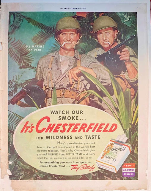 Chesterfield Cigarettes Ad 1943 – U.S. Marine Raiders