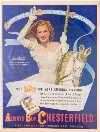 Chesterfield Cigarettes Ad 1945 – Jan Clayton Actress