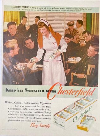 Chesterfield Cigarettes Ad 1942 – Claudette Colbert