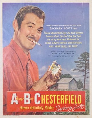 Chesterfield Cigarettes Ad 1950 – Zachary Scott