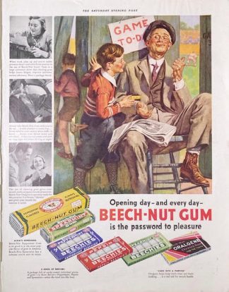 BEECH-NUT GUM AD 1938 – Opening Day – Baseball
