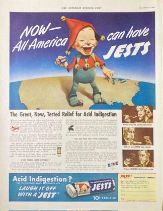 JESTS For Excess Stomach Acid Ad 1940 – “Tested Relief”