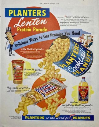 Planters 1954 Ad – Lenten Protein Parade – By’s Family Ad