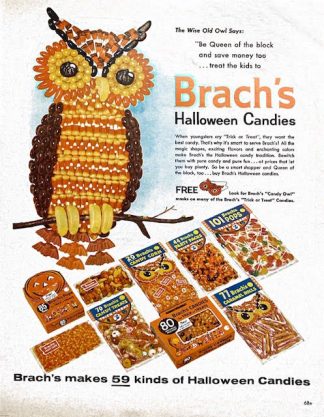 Brach’s Halloween Candies 1960 Ad – The Wise Owl Says: