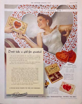 Whitman’s Chocolates 1940 Ad – Don’t take a girl for granted