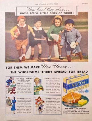 New NUCOA Oleomargarine 1937 Ad – The Wholesome “Thrift Spread for Bread” -Mrs. L.C. Richards