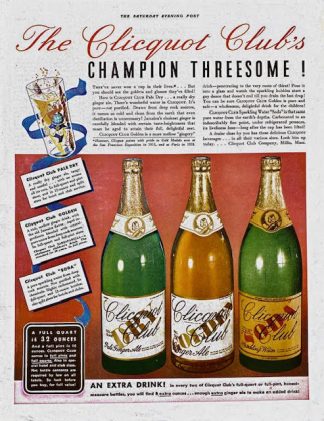 Clicquot Club Pale Dry Ginger Ale Ad 1935 Champion Threesome!