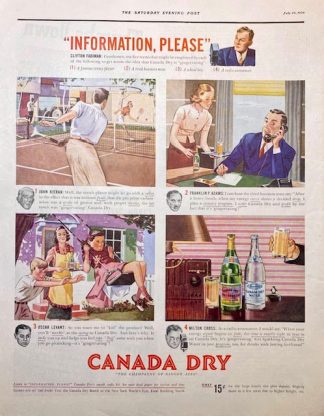 Canada Dry Pale Ginger Ale Ad 1939 – “Information Please”