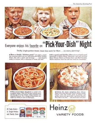 Heinz 57 Variety Foods 1961 Ad “Pick-Your-Dish” Night