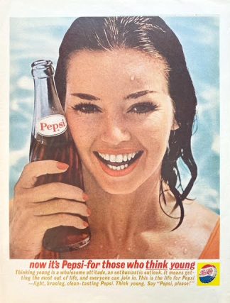 Pepsi Cola Ad 1962 – now it’s Pepsi-for those who think young.