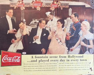 Coke ad 1936 – A fountain scene from Hollywood