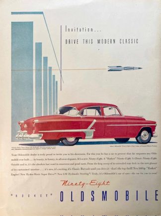 Oldsmobile Ninety-Eight Red Car - 1952 Ad - Drive This Modern Classic