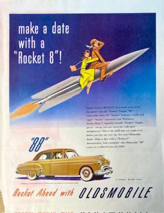 Oldsmobile Rocket Eight 88 1950 Ad – Make a date with a Rocket 8!