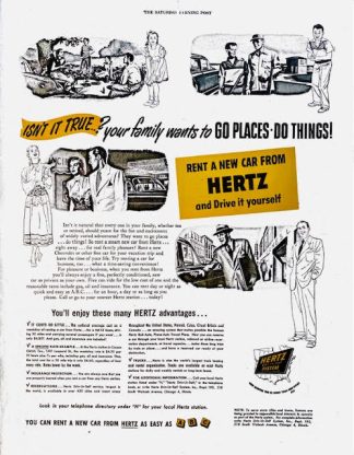 HERTZ 1950 Ad – Go Places- Do Things!