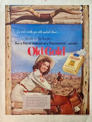 Old Golds 1952 Cigarettes Ad – We don’t saddle you with medical claims…