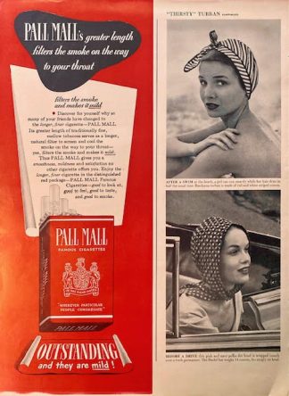Pall Mall Famous Cigarettes 1952 Advertisements Set of 3 – Greater Length