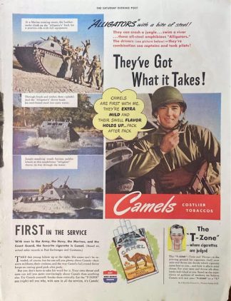 CAMEL Cigarettes 1943 Advertisement – Alligators