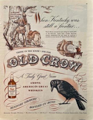 1948 Old Crow Whisky Ad – Daniel Boone