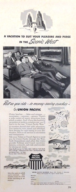 Union Pacific Railroad 1951 Ad Scenic West