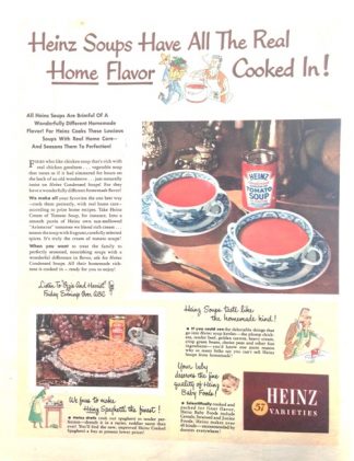 Heinz 57 1951 Ad Tomato Soup & Spaghetti