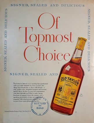 Old Taylor Kentucky Straight Bourbon Whiskey 1948 Ad