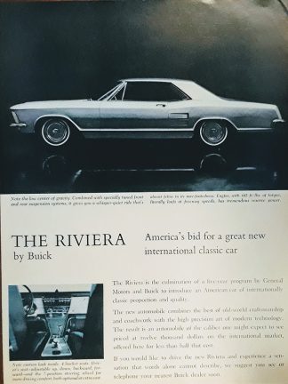 THE RIVIERA 1963 Vintage Car Ad – by Buick