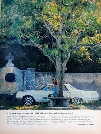 Classic Buick LeSabre 1963 Vintage Car Ad – When Brick Builds a LeSabre, Buick builds high-priced car...