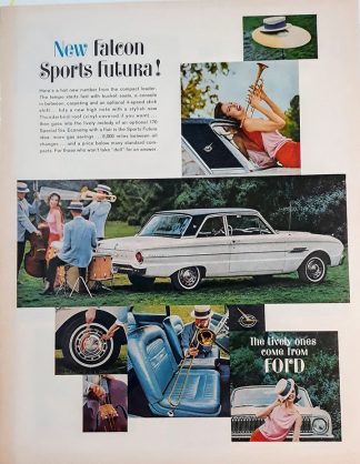 FORD - Falcon Sports Futura Car Ad 1962 – New Falcon Sports Futura!