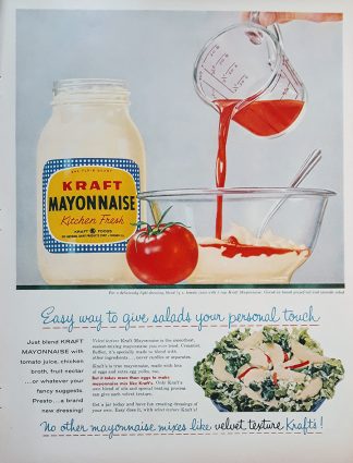 KRAFT Mayonnaise 1958 Ad - Easy way to give salads your personal touch….