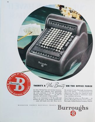 Burroughs Adding Machine 1947 Ad - There’s a New Beauty on the Office Force